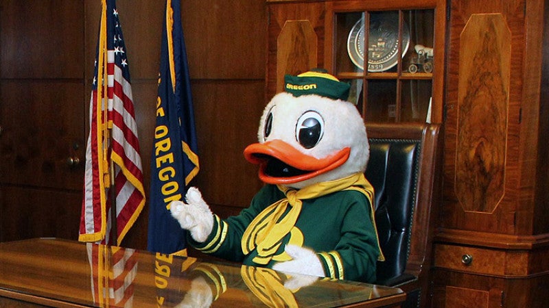 Duck at the Governor's Desk